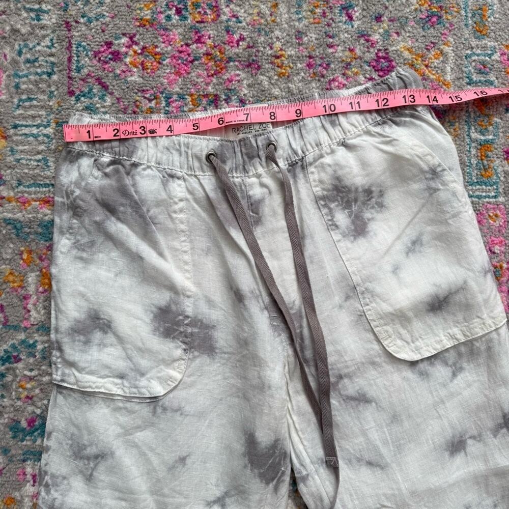 Rachel Zoe White Grey Tie Dye 100% Linen High Rise Lightweight Jogger Pants XS - Picture 7 of 10